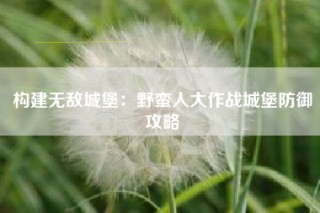 构建无敌城堡：野蛮人大作战城堡防御攻略