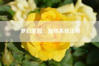 梦幻家园：宠物系统详解