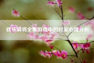 欢乐麻将全集游戏中的对家心理分析