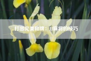 打出完美和牌：JJ麻将的技巧