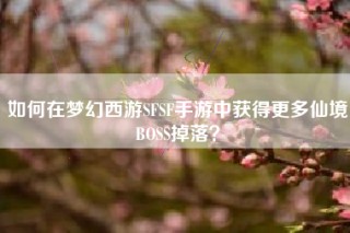 如何在梦幻西游SFSF手游中获得更多仙境BOSS掉落？