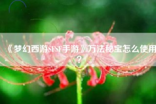 《梦幻西游SFSF手游》万法秘宝怎么使用？