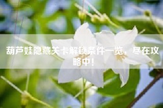 葫芦娃隐藏关卡解锁条件一览，尽在攻略中！