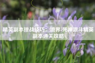 精英副本挑战技巧：境界-死神激斗精英副本通关攻略