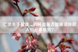 亡灵杀手夏侯惇的技能是否能够清除敌人的元素抵抗？