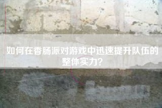 如何在香肠派对游戏中迅速提升队伍的整体实力？