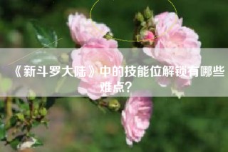 《新斗罗大陆》中的技能位解锁有哪些难点？