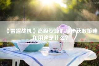 《雷霆战机》高级资源的最佳获取策略和用途是什么？