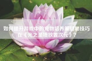 如何提升游戏中的宠物培养策略和技巧在《光之圣境放置次元》？
