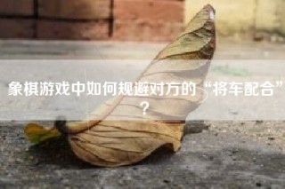 象棋游戏中如何规避对方的“将车配合”？