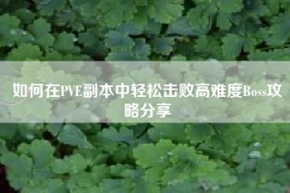 如何在PVE副本中轻松击败高难度Boss攻略分享