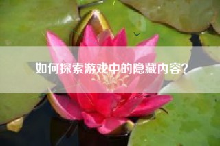 如何探索游戏中的隐藏内容？