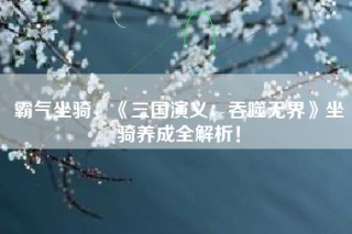 霸气坐骑，《三国演义：吞噬无界》坐骑养成全解析！