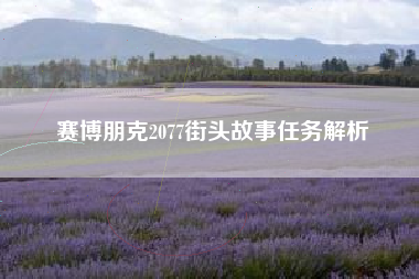 赛博朋克2077街头故事任务解析  第1张