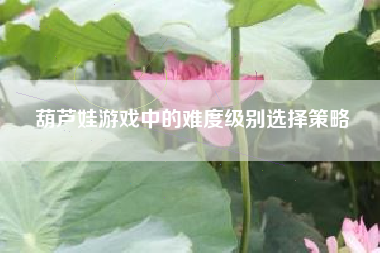 葫芦娃游戏中的难度级别选择策略  第1张
