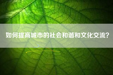 如何提高城市的社会和谐和文化交流？