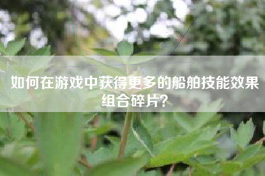 如何在游戏中获得更多的船舶技能效果组合碎片？  第1张