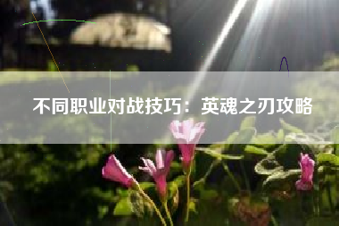 不同职业对战技巧：英魂之刃攻略  第1张