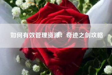 如何有效管理资源：奇迹之剑攻略  第1张