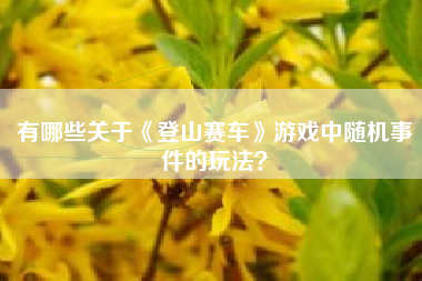 有哪些关于《登山赛车》游戏中随机事件的玩法？  第1张