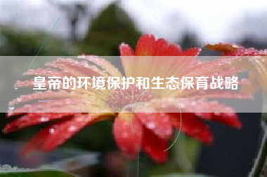 皇帝的环境保护和生态保育战略  第1张